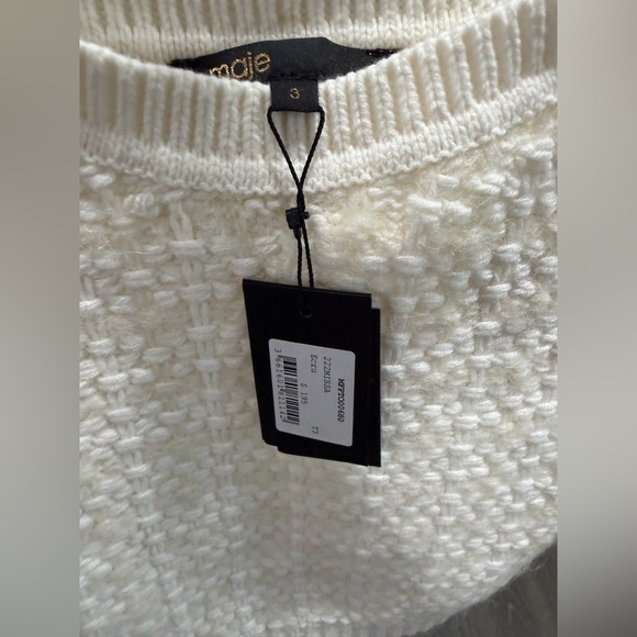 Maje White Textured Knit Crop Top - Picture 3 of 3